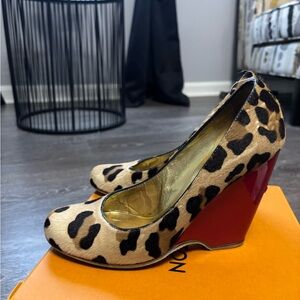 Giuseppe Zanotti Leopard Print Red Wedges